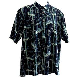 Reel Legends Men's Shirt Medium Button Down SS Lined Fishing Bamboo and Fish